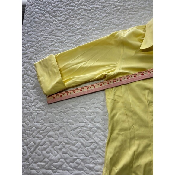 Liz Claiborne Non-Iron Yellow Button Down 100% Cotton Blouse size 8 - Picture 5 of 5